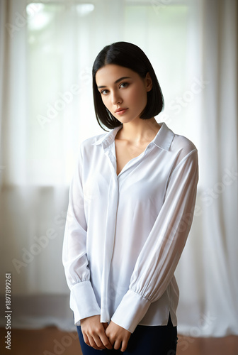 Generated art and fashion portrait of a woman.