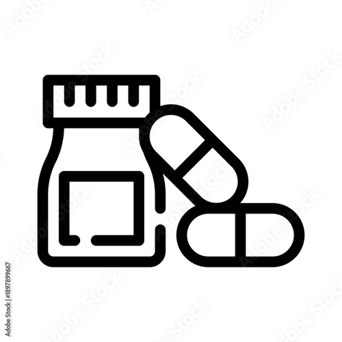 medication bottle line icon