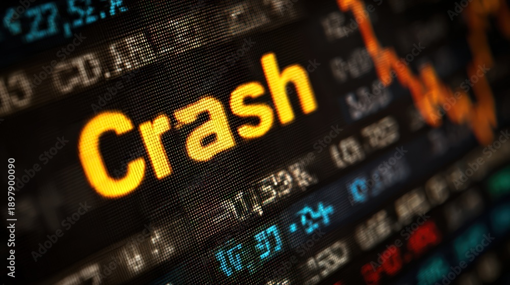 Obraz premium Trading screen with falling price and 'Crash' text indicating gold market crash