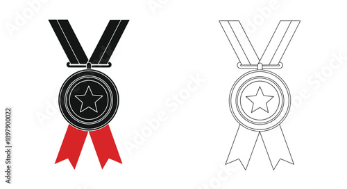 Two medal icons a colored version and a line art version