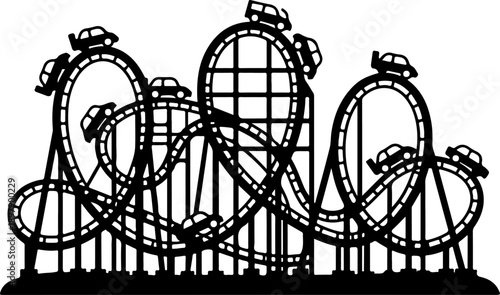 roller coaster with cars on the track