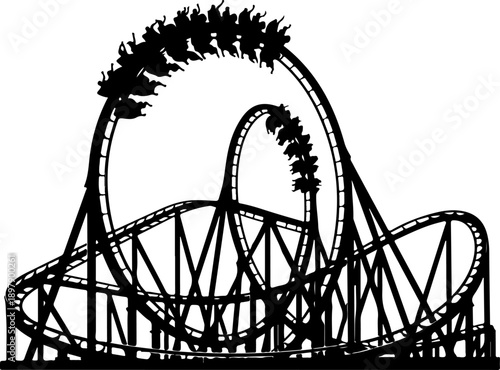 roller coaster with cars on the track