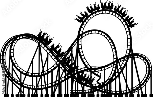 roller coaster with cars on the track
