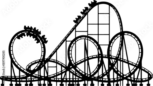 roller coaster with cars on the track