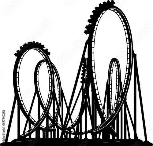 roller coaster with cars on the track