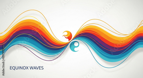 Vibrant Equinox Waves Abstract Background with Colorful Swirling Lines