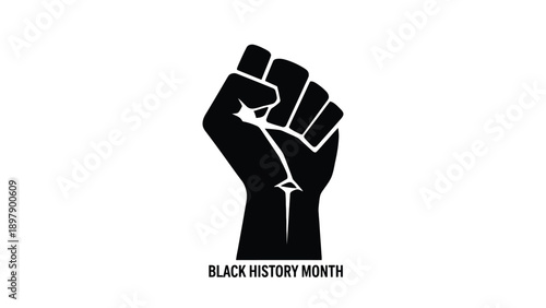 Professional raised fist silhouette for Black History Month advocacy and social justice movement business branding resources.
