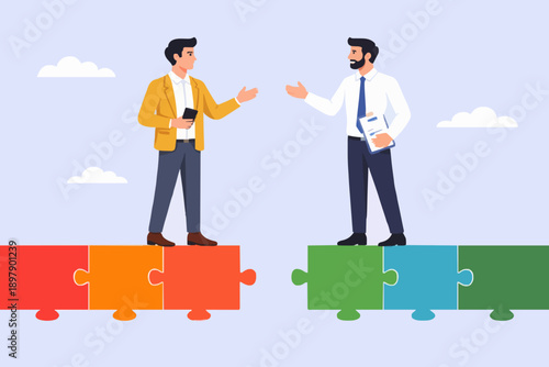 Business people connecting ideas