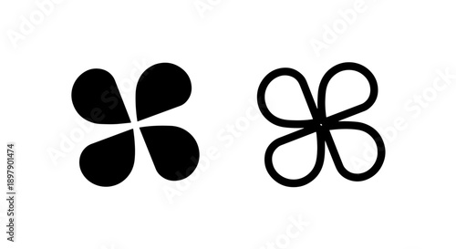 Four Petal Clover Leaf Icon Representing Luck and Nature
