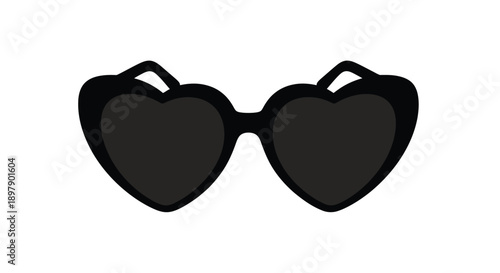 Black heart shaped sunglasses on a plain white background