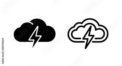 Lightning Cloud Icon for Weather, Storms, Energy, and Power Concepts
