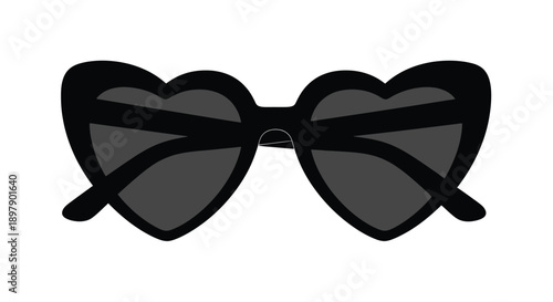 A pair of black sunglasses shaped like two hearts facing each other