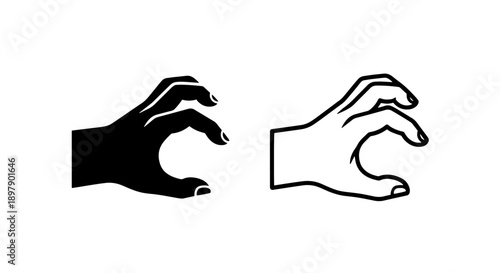 Gripping Hand Gesture Icon for Interaction, Holding, and Catching Concepts