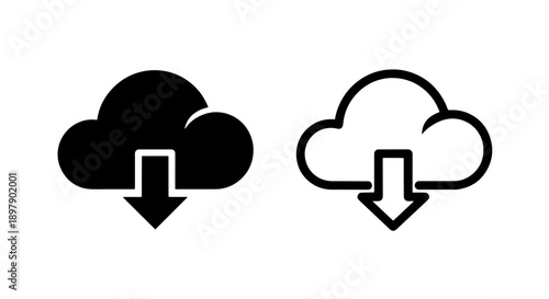 Cloud Download Icon for Online Data Storage, File Transfer, and Digital Services