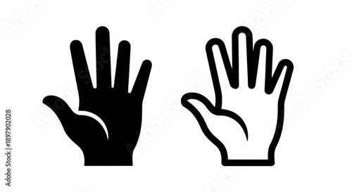 Open Palm Hand Gesture Icon for Stop, Halt, Warning, and High Five Interaction