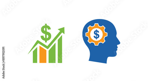 Business growth and innovative thinking concept with a human head icon