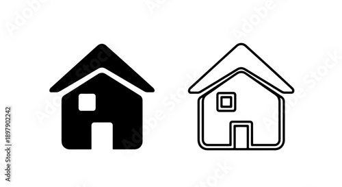 Home House Icon: Residential Building, Real Estate, Property, Navigation Symbol