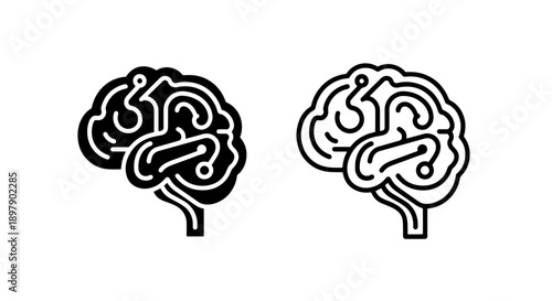 Abstract Human Brain Icon: Thought, Creativity, Intelligence, Mind Concept