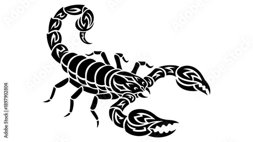Black scorpion with tribal tattoo design.