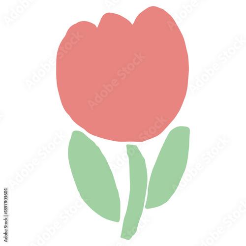 3月の園だよりに使いやすい シンプル手描きイラストカットシリーズ｜チューリップ / Simple Hand-Drawn Illustration for March Newsletter | Tulip