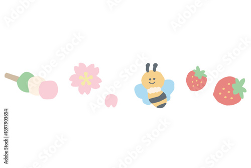 3月の園だよりに使いやすい シンプル手描きイラストカットシリーズ｜春のライン / Simple Hand-Drawn Illustration for March Newsletter | Spring Line Border