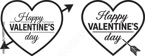 Happy Valentine's Day Heart with Arrows - Romantic Greeting Card Design