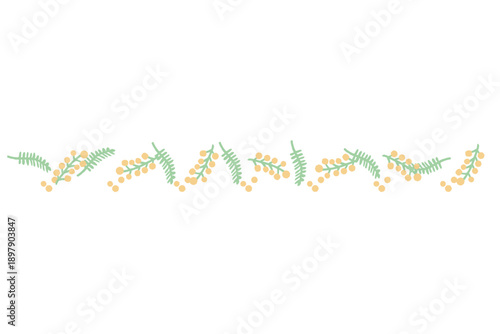 3月の園だよりに使いやすい シンプル手描きイラストカットシリーズ｜ミモザのライン / Simple Hand-Drawn Illustration for March Newsletter | Mimosa Line