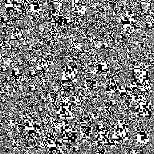 Dense grayscale speckled noise with tiny black and white pixels scattered chaotically, forming gritty static texture like big data interference or crypto hash visualizations.