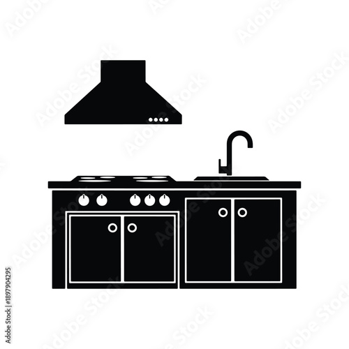 Modern Kitchen Stove And Cooking Area Icon