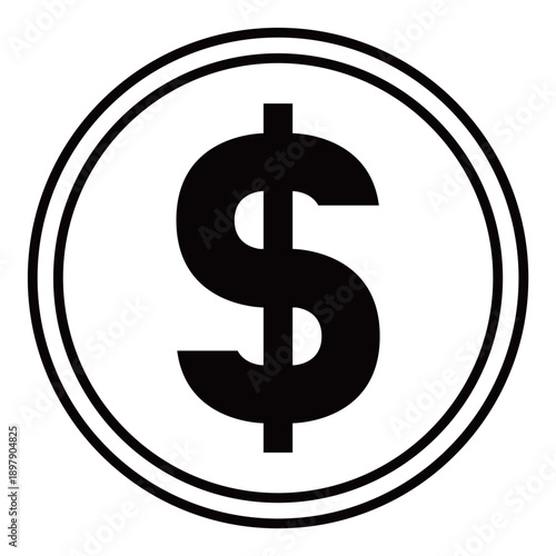 	ドル記号（＄）が入ったゴールドコインのイラスト