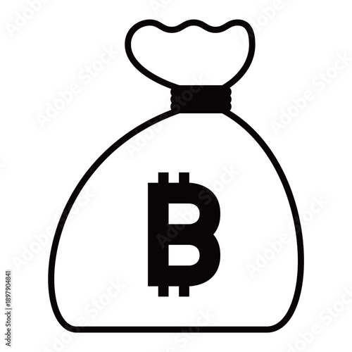 ビットコイン（仮想通貨）が入った袋のイラスト