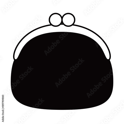 がま口財布（小銭入れ）のシンプルなイラスト