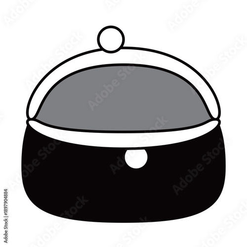 	開いたがま口財布（小銭入れ）のシンプルイラスト