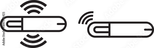 Dog microchip icon. Smart chip symbol. Pet identification symbols. Animal RFID chip graphic design. Veterinary tracking and safety signs. Flat illustration vector set