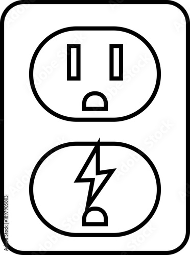 Plug Port Icon, Power Socket and USB Connection Symbol for Technology, wall socket technology vector Energy, Charging Interface template, Electrical Plug, Outlet Sign for App, Web, UI Design
