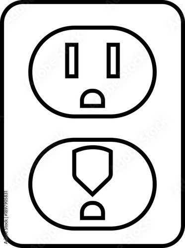 Plug Port Icon, Power Socket and USB Connection Symbol for Technology, wall socket technology vector Energy, Charging Interface template, Electrical Plug, Outlet Sign for App, Web, UI Design