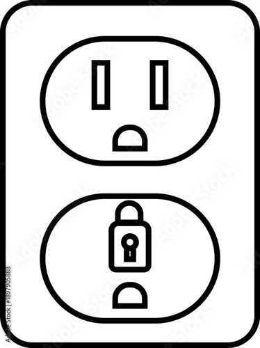 Plug Port Icon, Power Socket and USB Connection Symbol for Technology, wall socket technology vector Energy, Charging Interface template, Electrical Plug, Outlet Sign for App, Web, UI Design