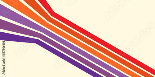 Abstract colorful 70s background vector. Vintage retro wallpaper with rainbow stripes and wavy lines. A 1970 color illustration suitable for posters, banners, decorative items and wall art.
