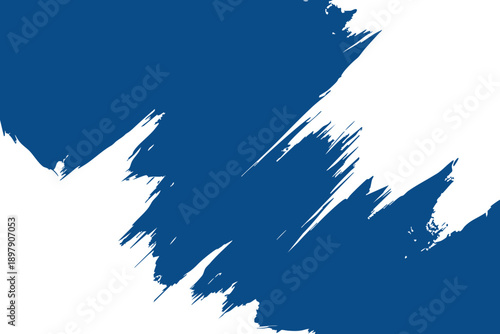 A vibrant blue and white abstract background with bold brushstrokes and dynamic movement