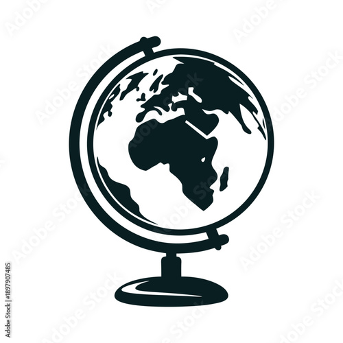 Globe Icon Vector Illustration, World Map
