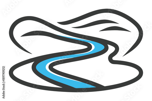 river outline vector icon  flowing river with gent