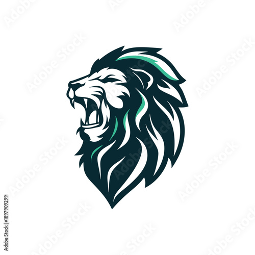 Roaring Lion Head Vector Illustration Logo