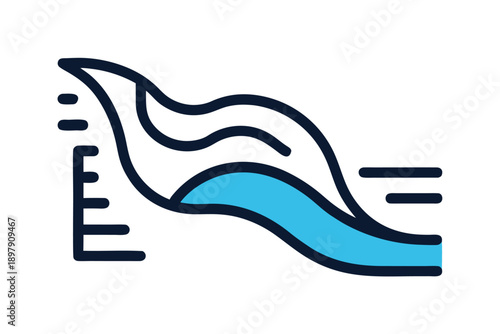Photos river hydrology outline vector icon  flowing river