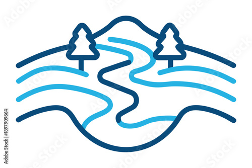 river delta outline vector icon  branching river s