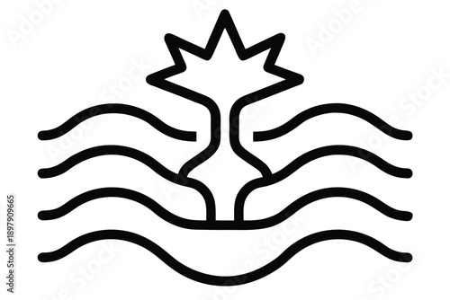 river delta outline vector icon  branching water s