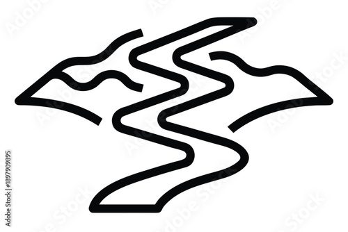 river channel outline vector icon  structured wate