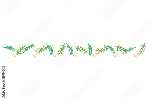 ミモザの透け感ボタニカル｜ミモザのヘッダーとフッター / Mimosa Header and Footer Botanical Design