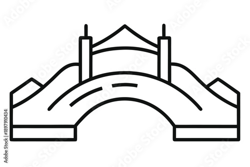 footbridge over stream outline vector icon  minima