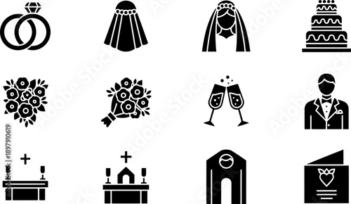 Wedding icons for National Weddings Month celebration