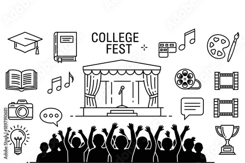 set of icons for college